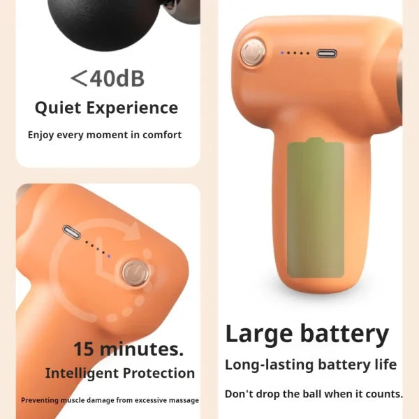 4 IN 1 COMPACT GUN MASSAGER | 5 SPEED LEVELS | PORTABLE RECHARGEABLE HANDHELD